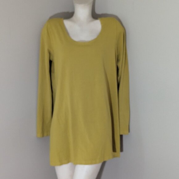 Bryn Walker Mustard Chartreuse Tunic top XL - Picture 2 of 7